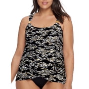 Miraclesuit Womens Swimwear Zari Dazzle Underwire Bra Tankini Top, Black/White, 8