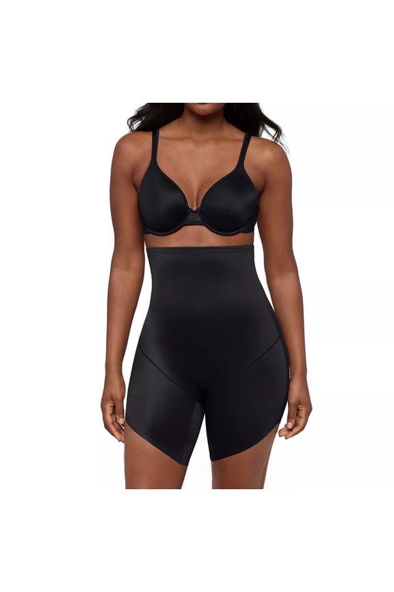 Womens High-Waist Slanted Hem Shaping Shorts 2448, Black, Large,