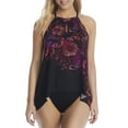 thumbnail image 1 of Miraclesuit Women's Swimwear Poppy Peephole High Neckline Soft Cup Tankini Top, Tamarind, 14, 1 of 2