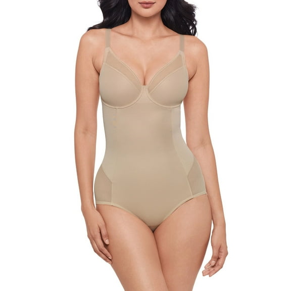 Miraclesuit Womens Sexy Sheer Shaping Bodysuit Warm Beige 38D - 2763