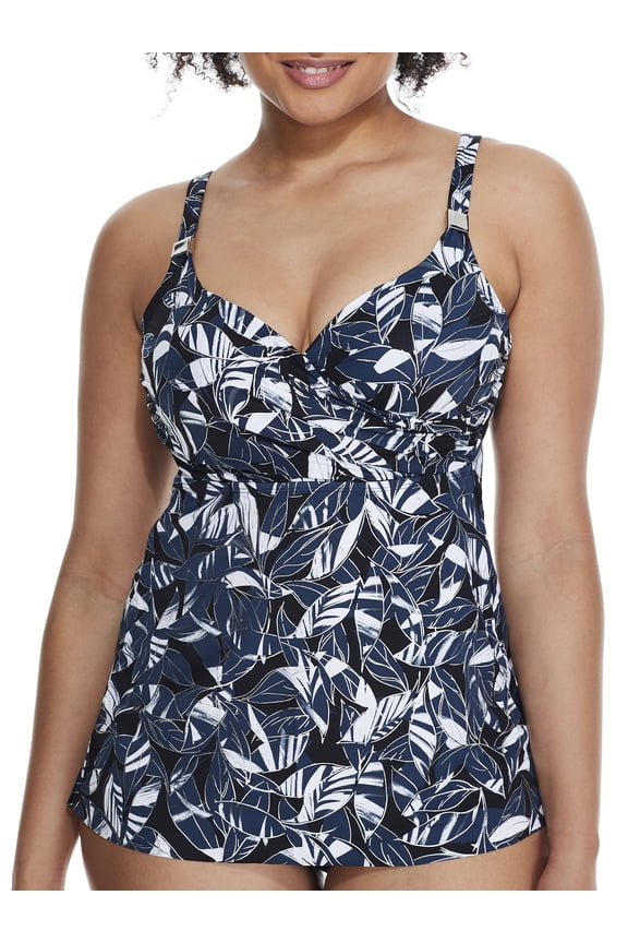 Womens Shimmer Shadows Surplice Underwire Tankini Top D-DD Cups Style-6540106 Swimsuit