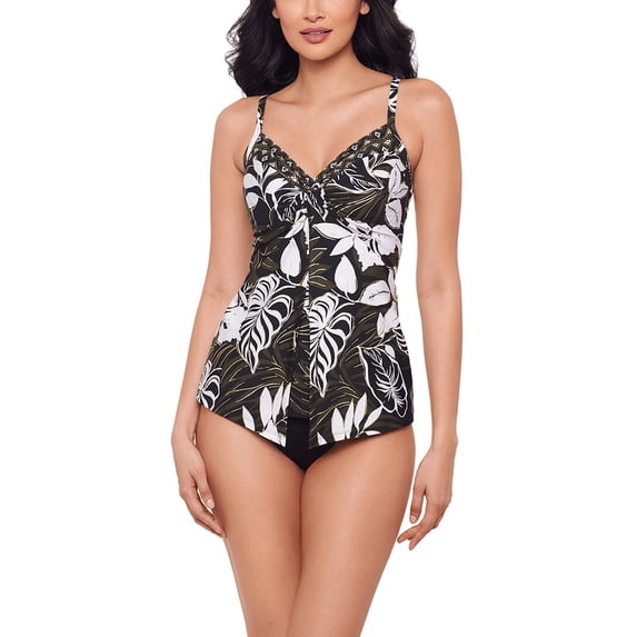 Miraclesuit womens Elle Dorado Love Knot Tankini, 8, Black