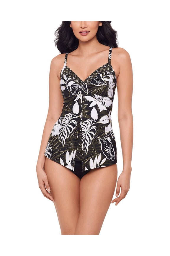 womens Elle Dorado Love Knot Tankini, 8, Black