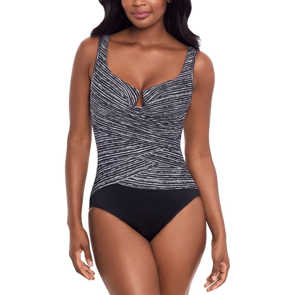 Miraclesuit womens 	 Layered Escape One-Piece, 10, Black