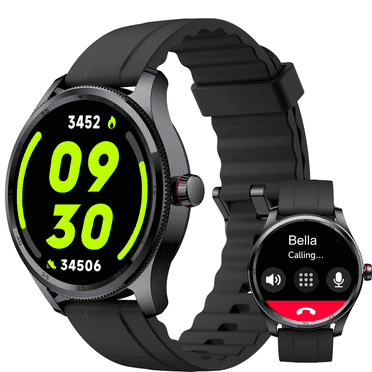 MiracoRun Smart Watch for iPhone & Android, 1.39" Round Touchscreen, Bluetooth Calling and Texts Notification, Alexa Built-in, Fitness Tracker with Over 100 Sport Modes, IP68 Waterproof -Black