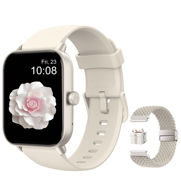 MiracoRun Smart Watch for iPhone & Android, 1.8" HD Display, Customized Watch Face, Bluetooth Calling and Texts, Women’s Health Tracking, IP68 Fitness Smartwatch- Starlight