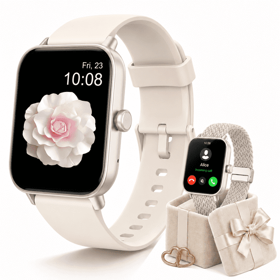 MiracoRun Smart Watch for Iphone & Android, 1.8" HD Display, Customized Watch Face, Bluetooth Calling and Texts, Women’s Health Tracking, IP68 Fitness Smartwatch- Starlight