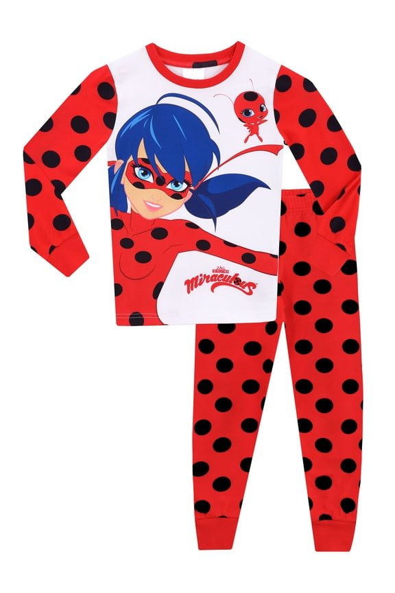 Girls Ladybug Long Sleeve Pajamas Sizes 4-12