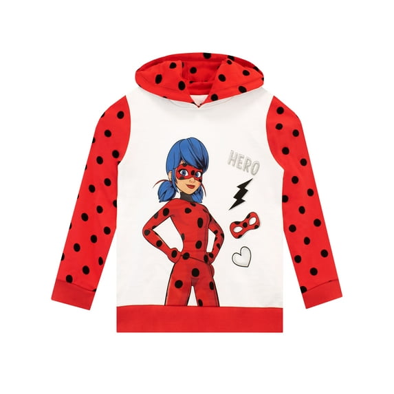 Miraculous Girls Polka Dot Long Sleeve Hoodie Sizes 4-12