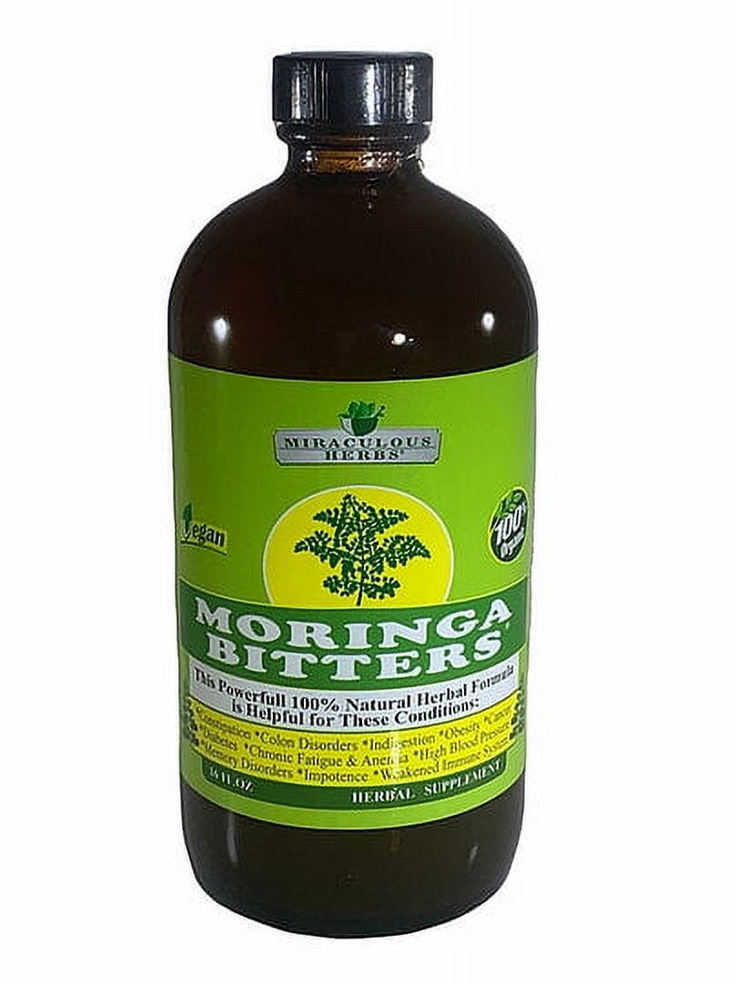Miraculous Herbs Moringa Bitters 100 Natural Herbal Formula 16 fl oz