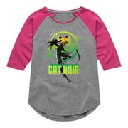 Miraculous Lady Bug and Cat Noir - Cat Noir - Toddler And Youth Girls Raglan Graphic T-Shirt