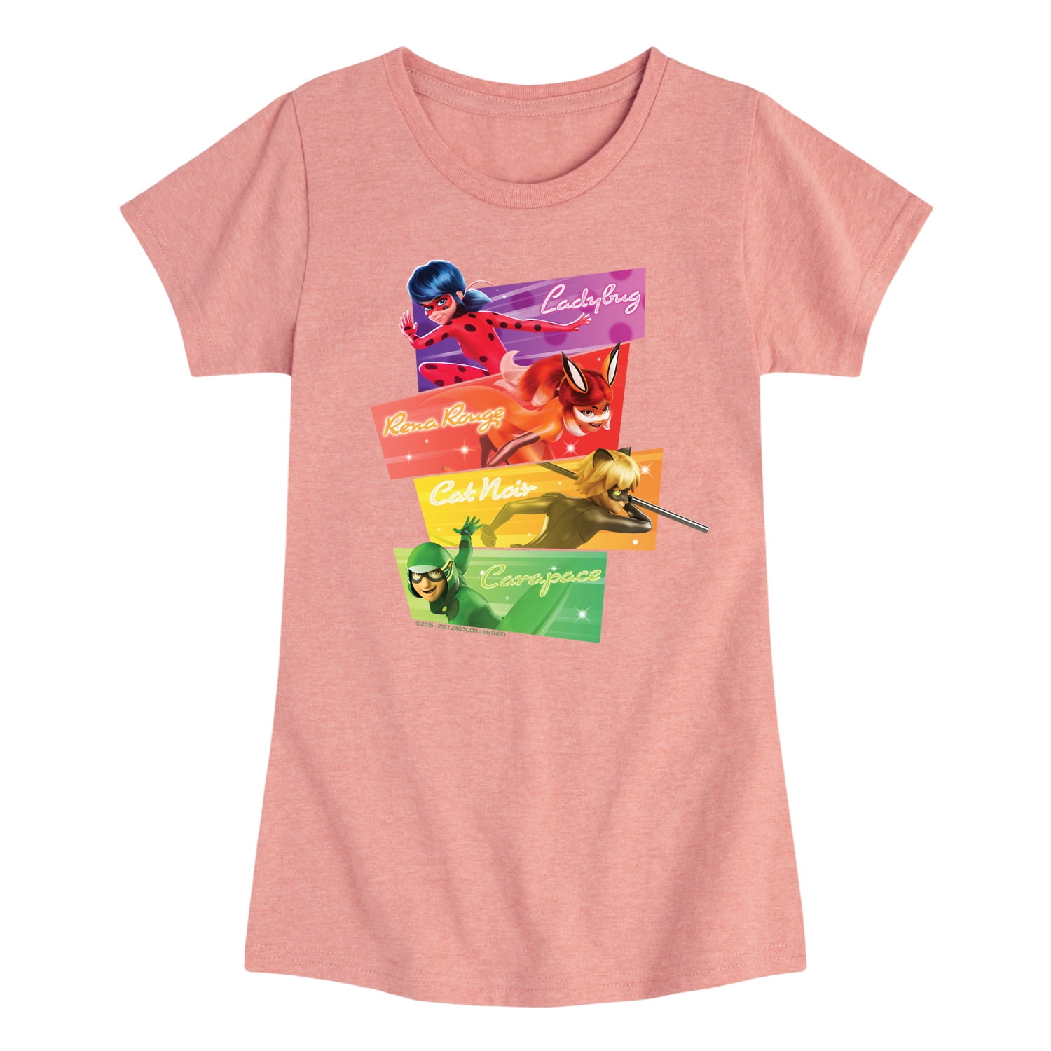 Miraculous Lady Bug and Cat Noir Character Grid Toddler And Youth Girls Short Sleeve Graphic T Shirt Walmart