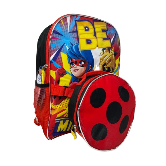 Miraculous Ladybug 16" Backpack with Round Lunch Bag