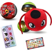 Miraculous Ladybug, 4-1 Surprise Miraball, Toys for Kids with Collectible Character Metal Ball, Kwami Plush, Glittery Stickers and White Ribbon, Wyncor