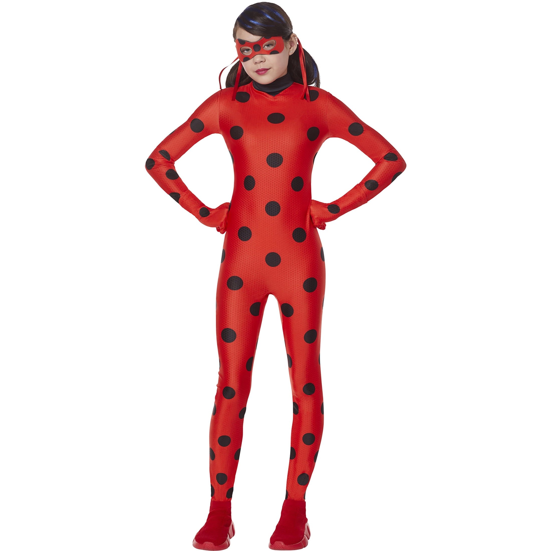 Miraculous Ladybug 4pc Jumpsuit Halloween Costume for Children, Girls' Size XS (4/5), by Inspirit Designs