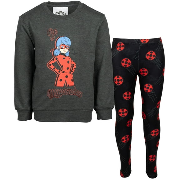 Miraculous Ladybug Big Girls Pullover Hoodie and Leggings Outfit Set Little Kid to Big Kid
