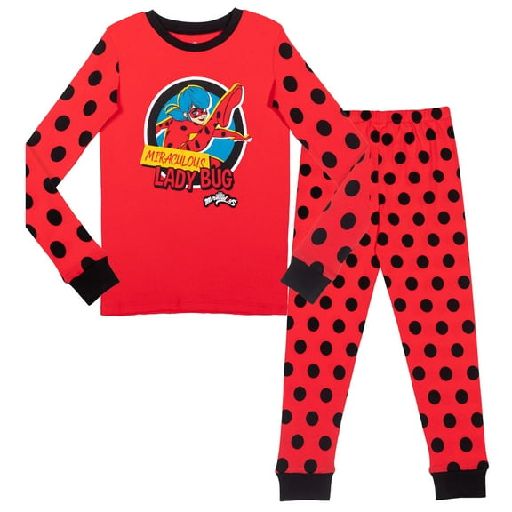Miraculous Ladybug Big Girls Pullover Pajama Shirt and Pants Sleep Set Little Kid to Big Kid
