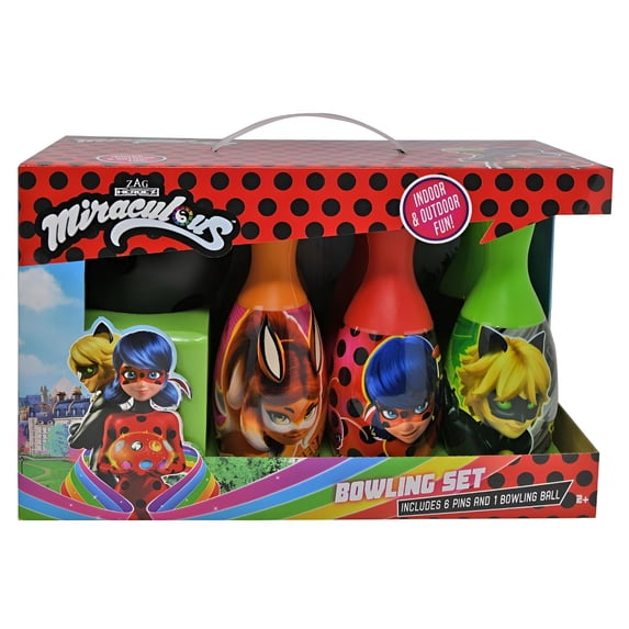 Miraculous Ladybug Kids Bowling Set – Indoor & Outdoor Play Game with Colorful Pins and Bowling Ball, Fun Activity Toy for Children