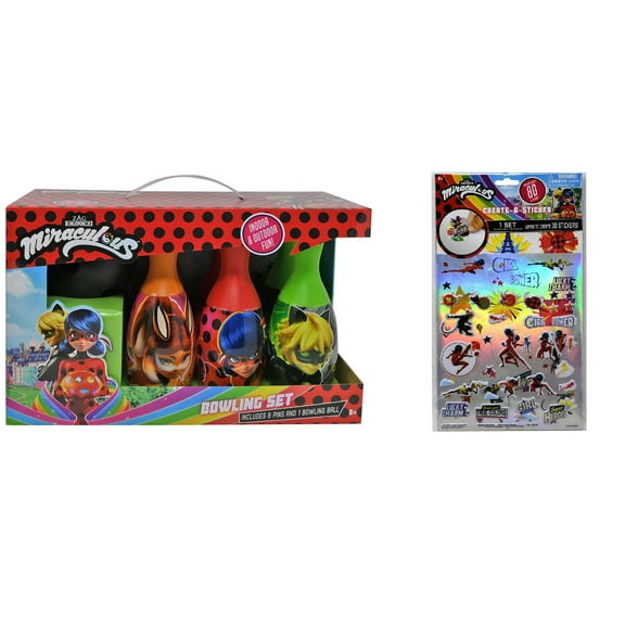 Miraculous Ladybug Bowling Set in window box W/1 PC STICKER SET
