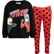 Miraculous Ladybug Cat Noir Little Girls French Terry Hoodie and Leggings Outfit Set Little Kid to Big Kid