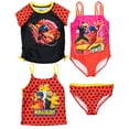 thumbnail image 1 of Miraculous Cat Noir Ladybug Little Girls 4 Piece Swimsuit Set 7-8, 1 of 5