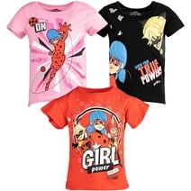 Miraculous Ladybug Cat Noir Rena Rouge Little Girls 3 Pack T-Shirts Little Kid to Big Kid