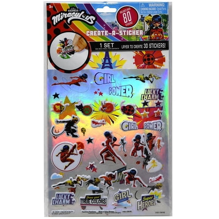 Miraculous Ladybug Create A Sticker in polybag- 6 PACK