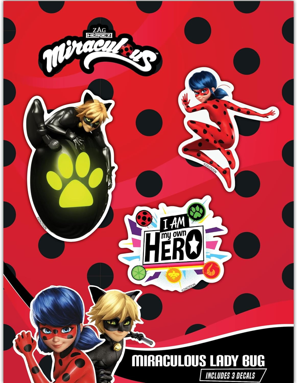 Miraculous Ladybug Decals - Set of 3 Ladybug, Cat Noir, I Am My Own ...