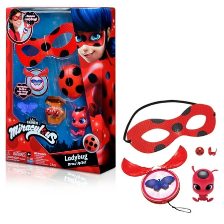 Miraculous Ladybug Dress-Up Set with Accessories, Color-Change Akuma, and Tikki Kwami by Playmates Toys