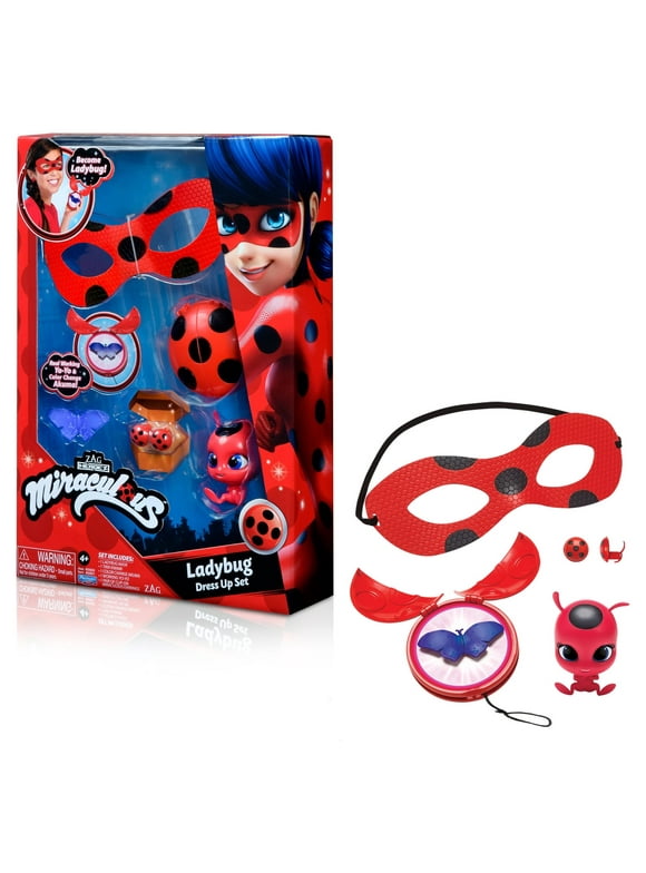 Miraculous Ladybug Dress up set with Accessories, Color-Change Akuma, and Tikki Kwami by Playmates