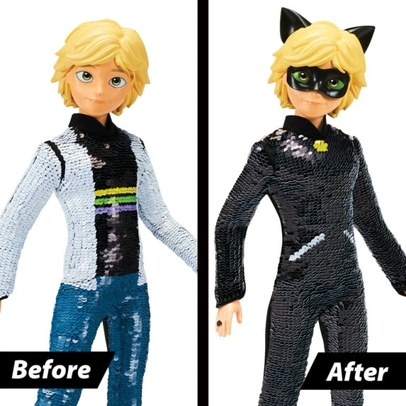 Miraculous Ladybug Fashion Flip Cat Noir Transforms from Adrien to Cat Noir with the Flip of a Finger