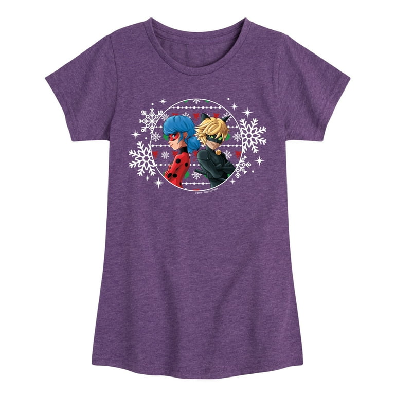 Miraculous Ladybug Lady Bug Cat Noir Pattern Youth Girls Short Sleeve Graphic T Shirt Walmart