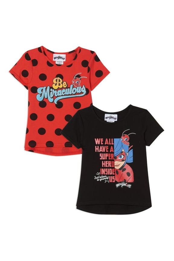 Ladybug Little Girls 2 Pack T-Shirts Toddler to Big Kid