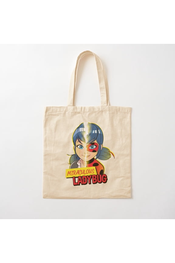 Miraculous Ladybug - Marinette & Ladybug Transformation Cotton Tote Bag Canvas Tote Bag, Family Gift For Mother, Her