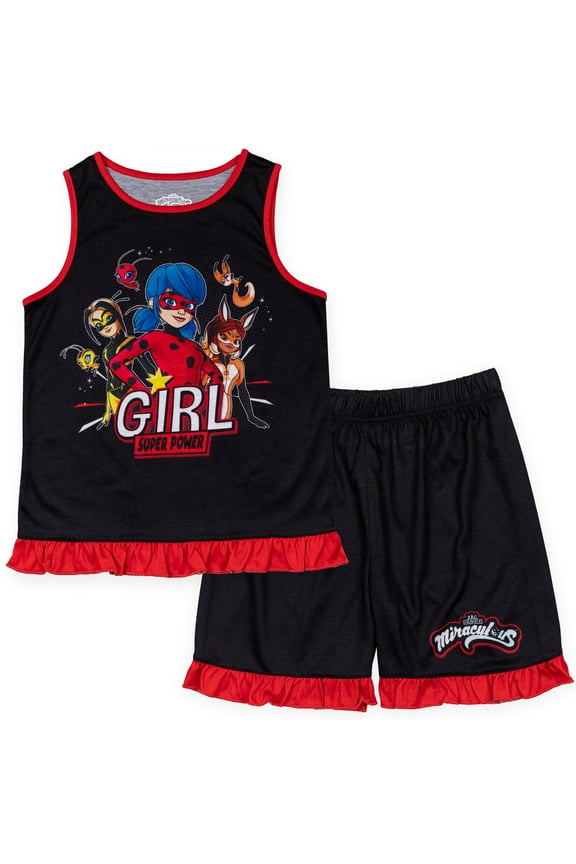 Ladybug Rena Rouge Little Girls Pullover Pajama Shirt and Shorts Little Kid to Big Kid