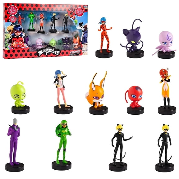 Miraculous Ladybug Stamps 12pk Adrien Plagg Queen Bee Party Favor Figure Set PMI International