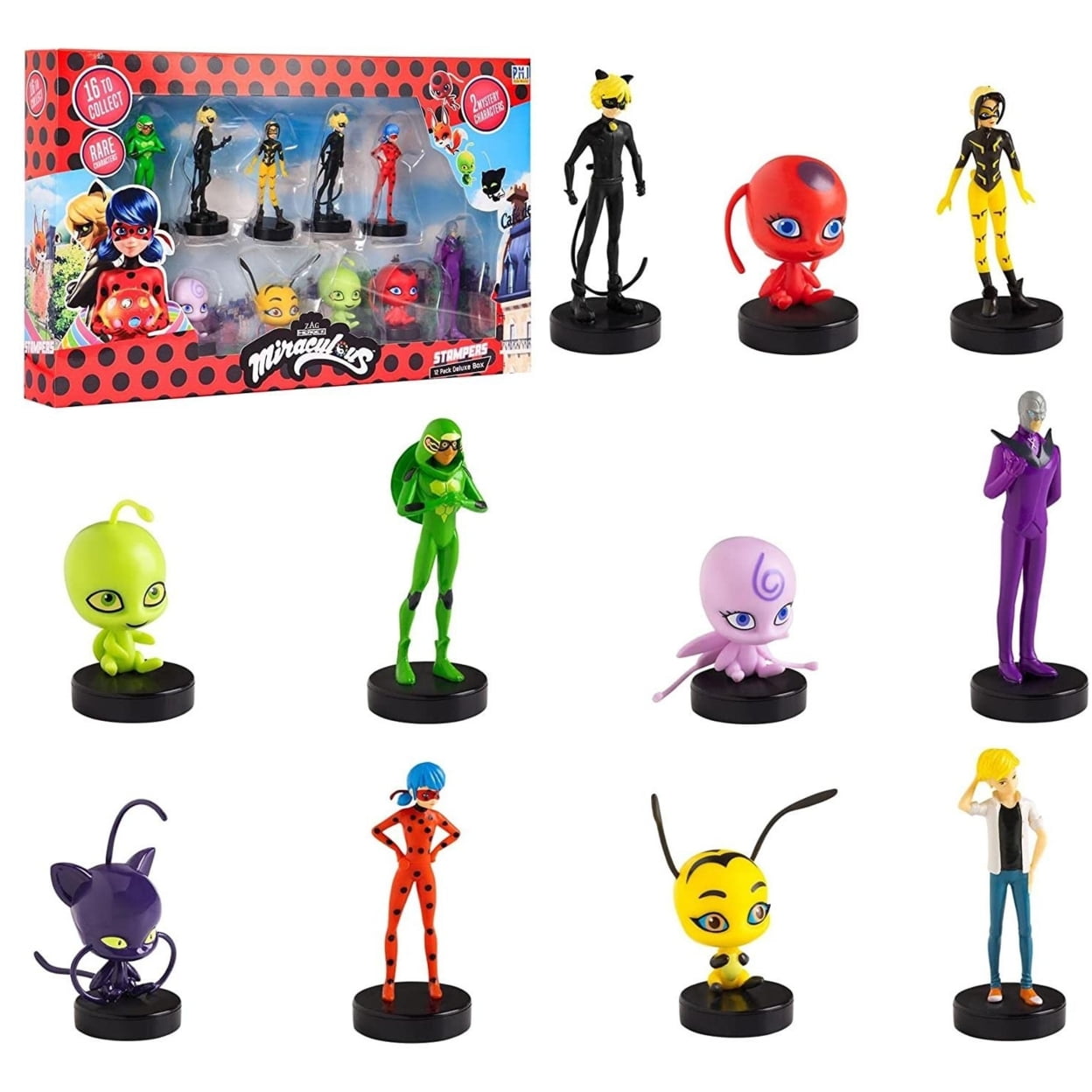 MAPPON REED ladybug　3本セット Miraculous Ladybug Stamps 12pk Cat Noir Marinette Tikki Party