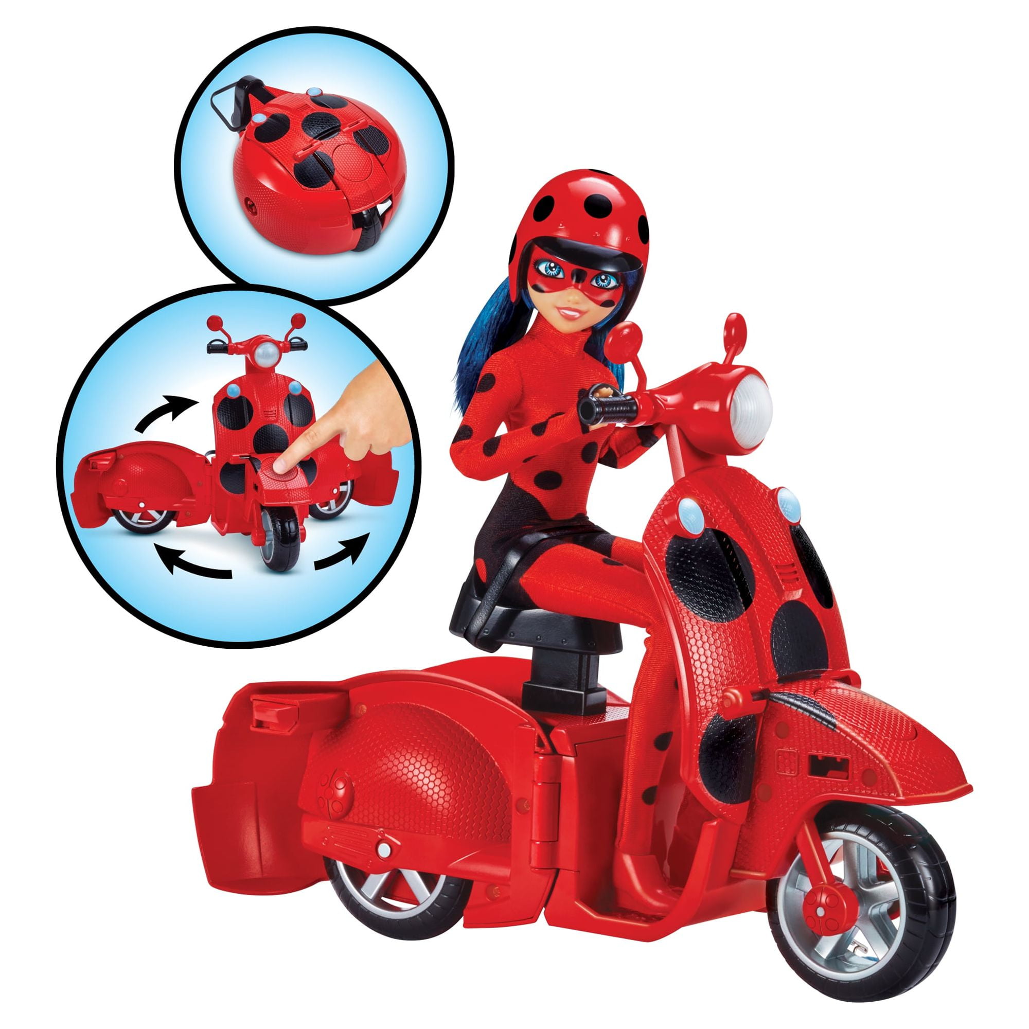 Miraculous Ladybug Switch N Go Scooter with 10.5 Fashion Doll and two  Magic Charms 