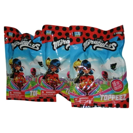 Miraculous Ladybug Toppeez (2021) PMI Mini Figure Mystery Random Blind Pack Lot - (3 Packs)