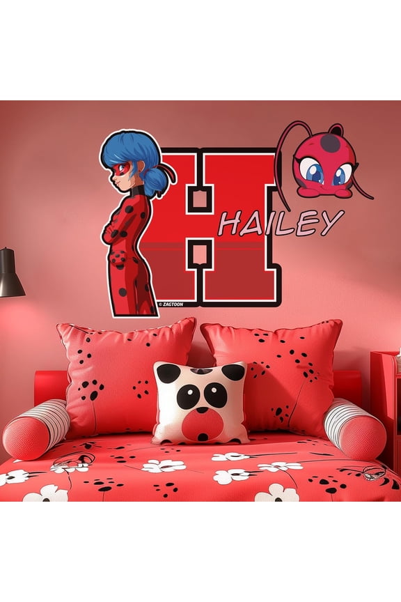 Miraculous Ladybug Wall Decal | Custom Name & Initial I Nursery Wall Decal
