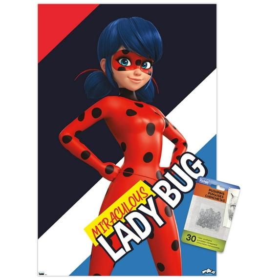 Miraculous - Ladybug Wall Poster with Pushpins, 14.725" x 22.375"
