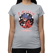 Miraculous Ladybug Womens Sparkles And Kanji T-Shirt Sport Grey, S - XXL