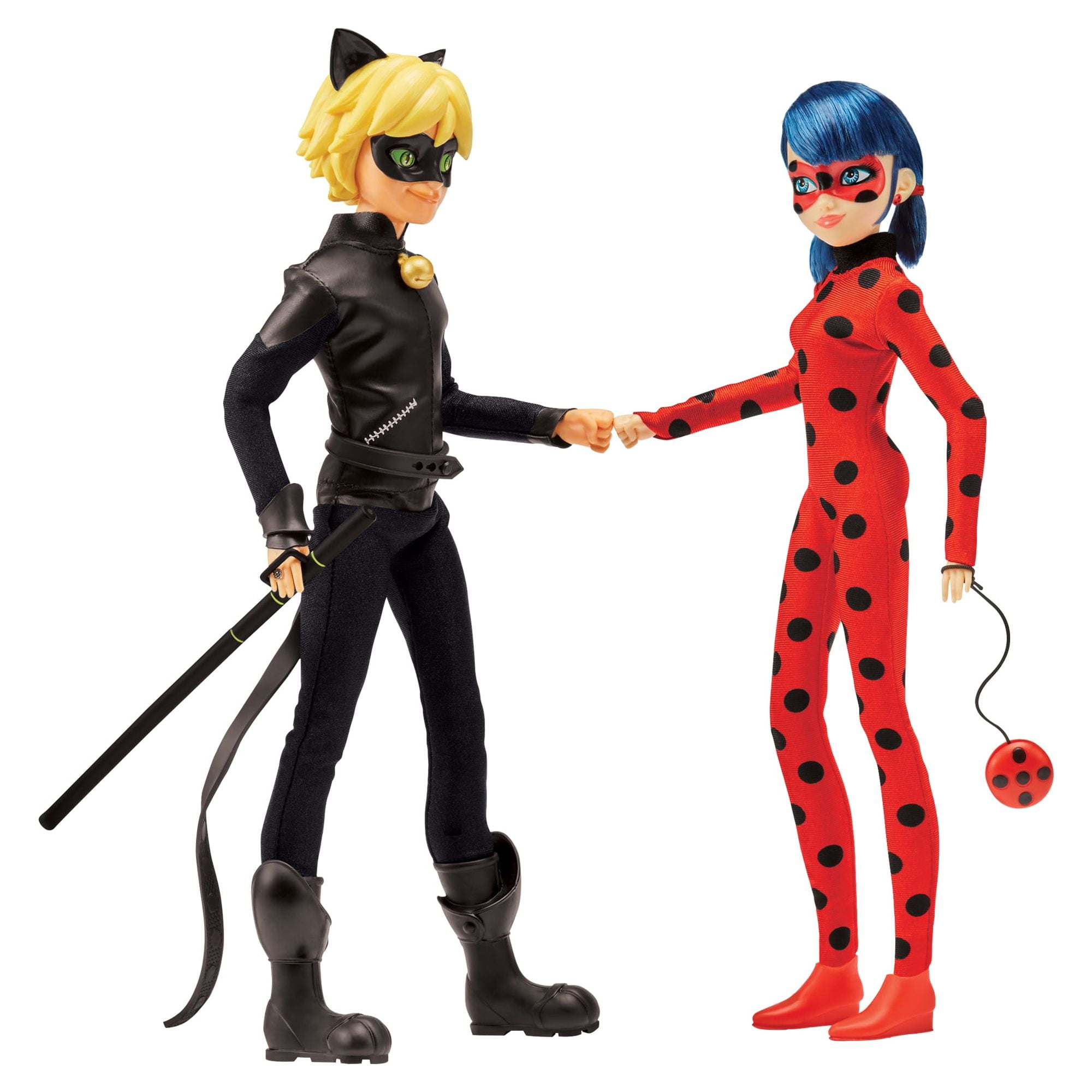 Miraculous Mission Accomplished Ladybug and Cat Noir Doll Playset, 4 Pieces