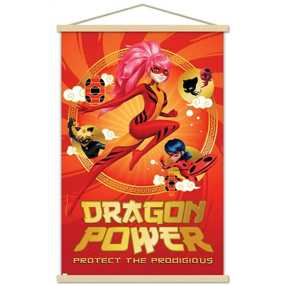 Miraculous: Shanghai - Protect the Prodigious Wall Poster with Wooden Magnetic Frame, 22.375" x 34"