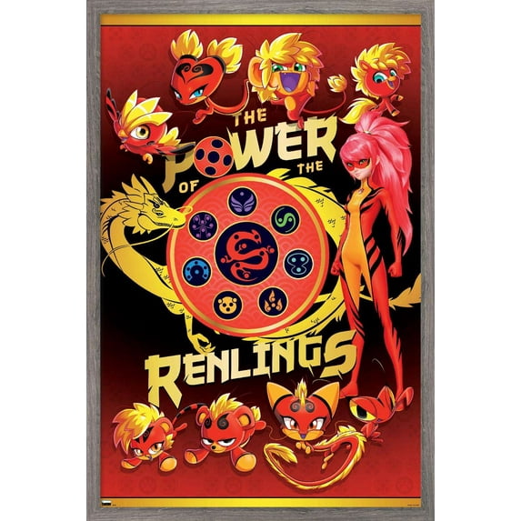 Miraculous: Shanghai - The Power Of The Renlings Wall Poster, 22.375" x 34", Framed