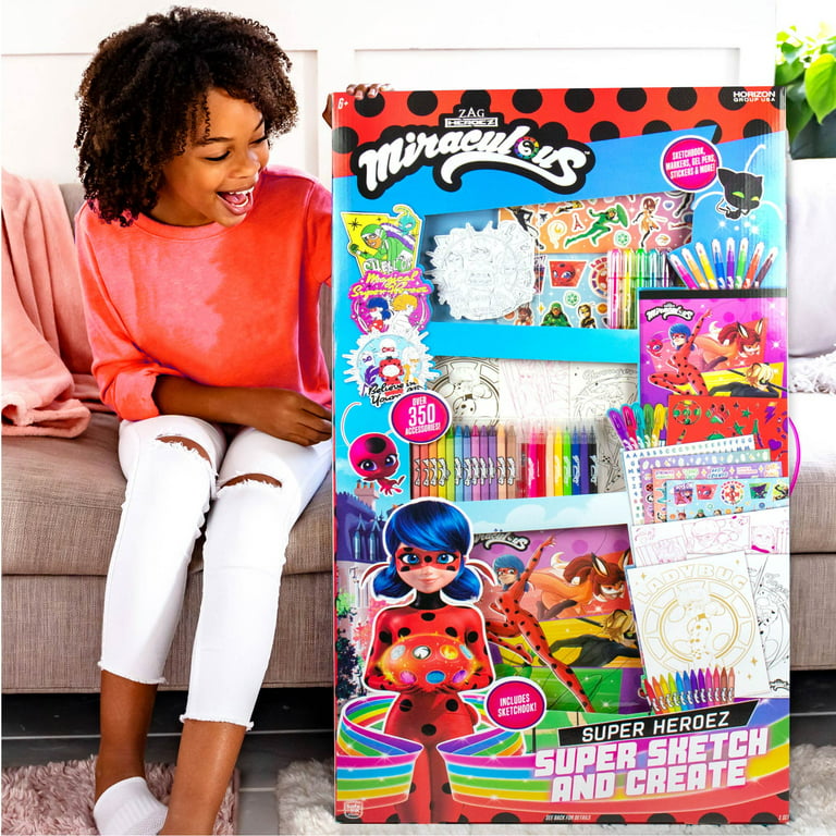 Miraculous Super Heroez Sketch & Create Coloring Kit, Boys and Girls,  Child, Ages 6+ 