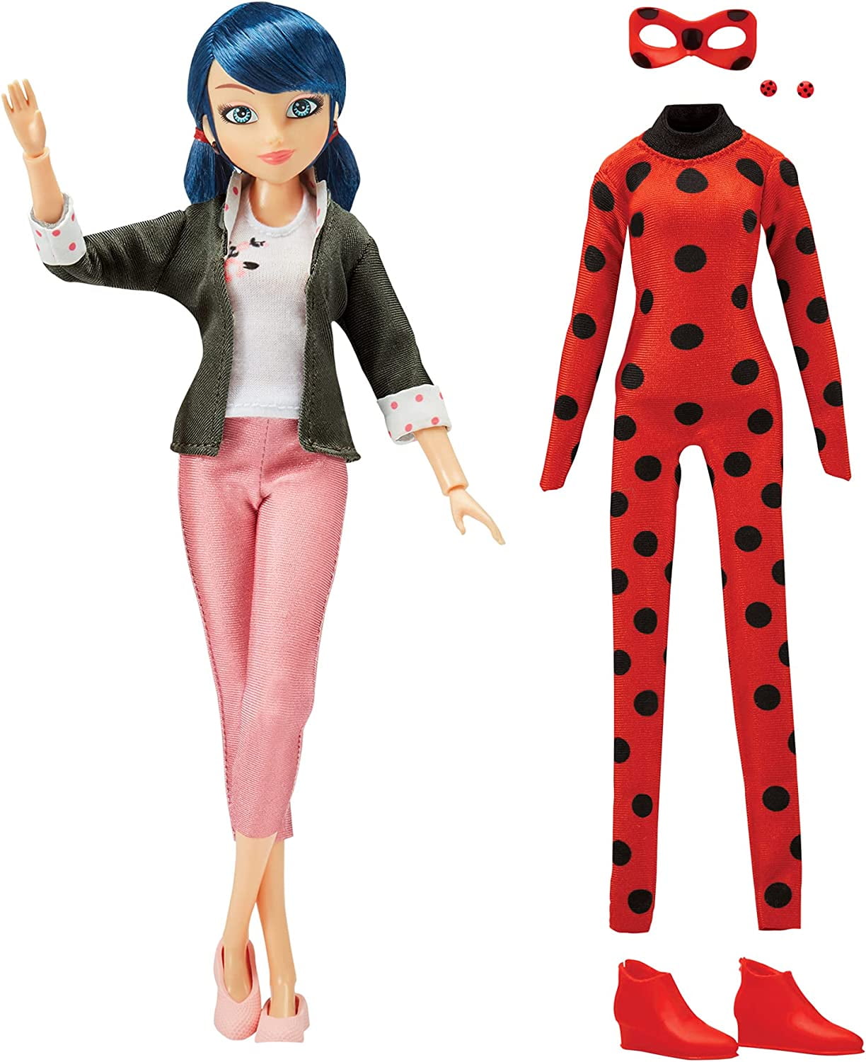 Miraculous Super Secret Marinette with Ladybug Outfit Doll Playset 7 Pieces