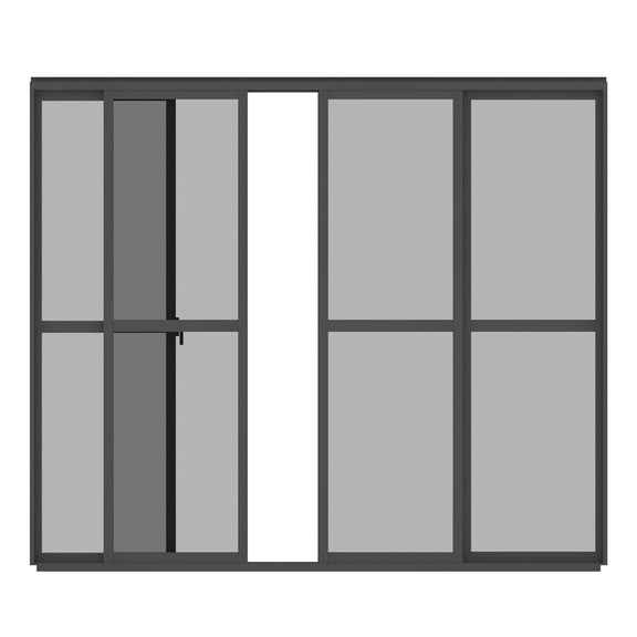 Mirador 111S 10' Outdoor Pergola Aluminum PC Sliding Door w/ Handle, 4 Panels, Charcoal (Not Pergola)