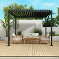 thumbnail image 1 of Mirador 10'x 10' Outdoor Pergola, 80S Steel Frame w/ Adjustable Louvers Roof for Garden, Patio, Backyard, Charcoal, 1 of 12