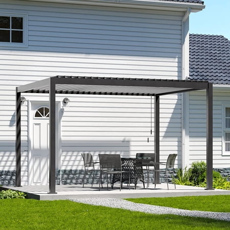 Mirador 10' x 13' 111S Outdoor Pergola,Full Aluminum Frame w/ Adjustable Roof, Charcoal